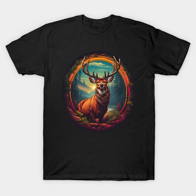 Wild Buck Deer T-Shirt by Ratherkool
